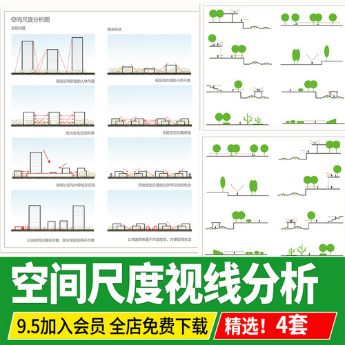 2026空间尺度分析视线分析建筑景观交互分析图分层PSD免扣PS素材