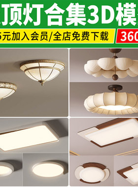吸顶灯3D模型新款现代轻奢客厅卧室组合单体面包照明灯3Dmax素材