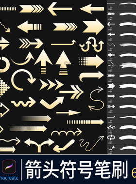 箭头符号procreate画笔绘画简洁图形图案指示方向常用素材ps笔刷
