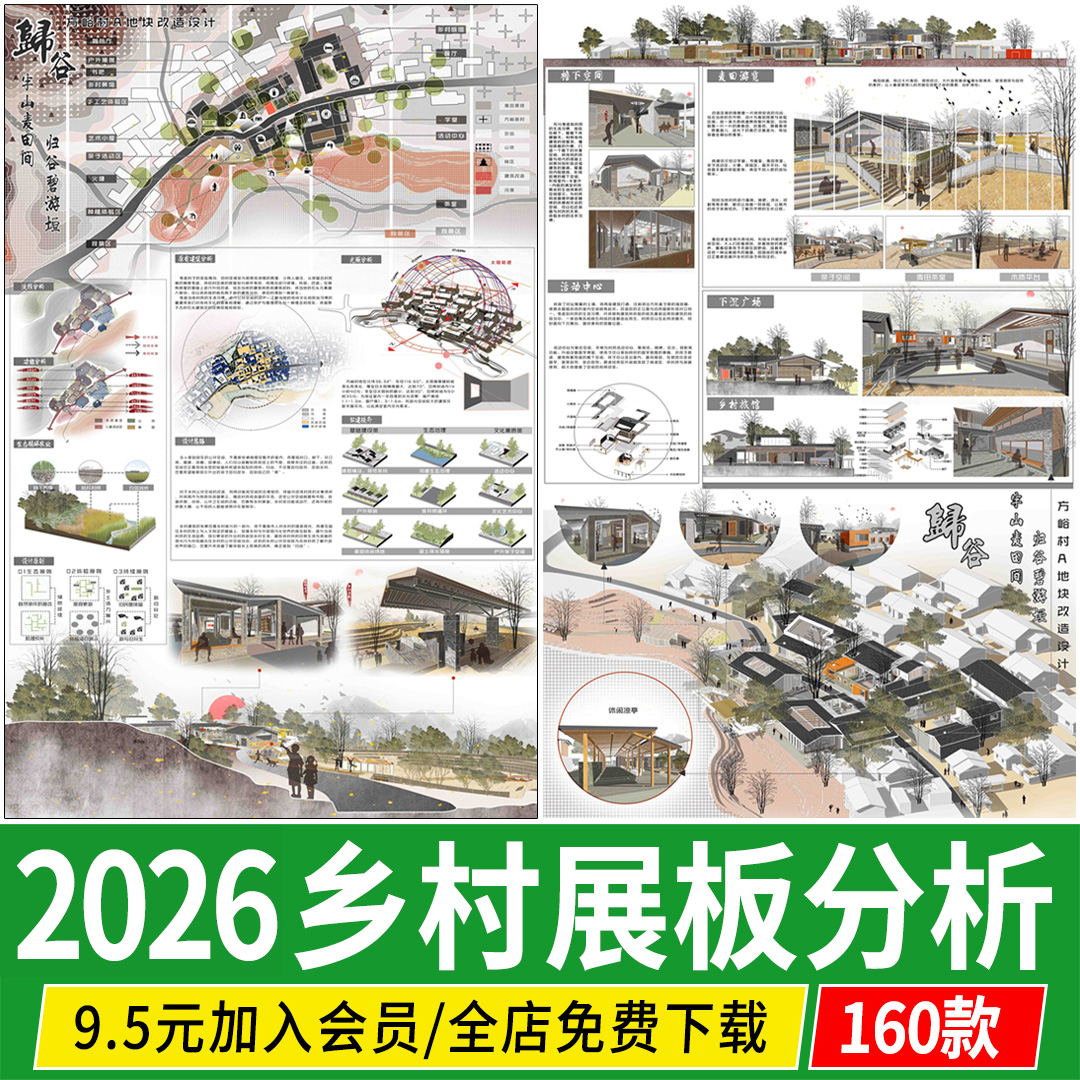 美丽乡村振兴村落改造前期分析图城乡规划设计景观ps素材psd展板