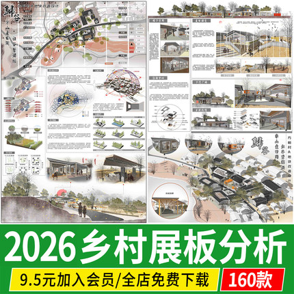美丽乡村振兴村落改造前期分析图城乡规划设计景观ps素材psd展板