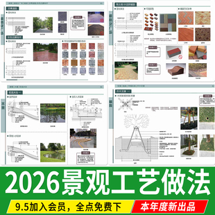 园林景观施工工艺做法图集道路广场铺装水景排水硬质植物种植参考