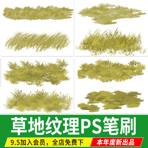 草地纹理PS笔刷procreate景观设计地被效果图分析图草坪特效素材 - 封面