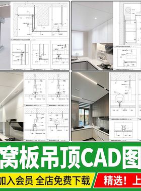 蜂窝板吊顶不锈钢铝板天花吊挂集成顶节点大样做法详图CAD施工图