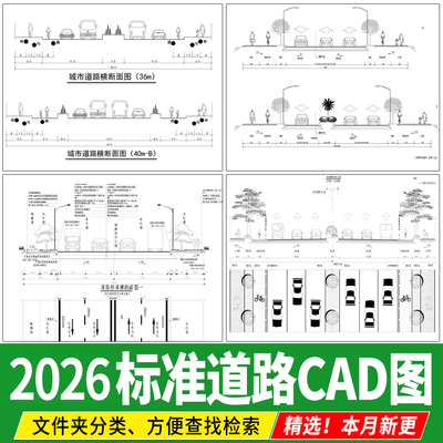 道路横断面剖面图断面图城市标准段绿化设计详图大样图CAD施工图
