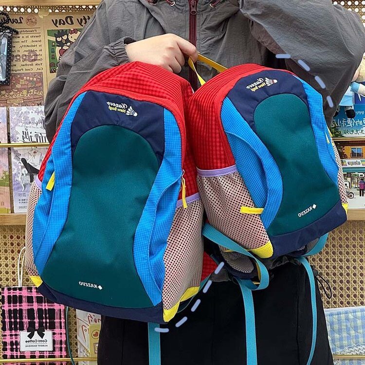 撞色拼接双肩包男女大容量轻便防水电脑包户外旅行背包书包