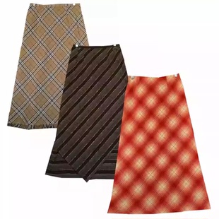 古着vintage复古日系原宿风格 子毛呢羊毛半身裙文艺显瘦直筒长裙1