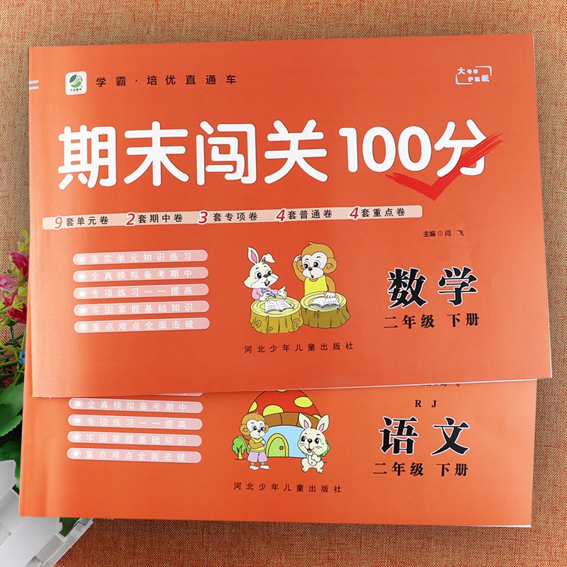 二年级下册试卷任选期末闯关100分2二年级下册语文数学人教冀教北师大版全能大考卷小学基础知识二年级下册课堂达标测试