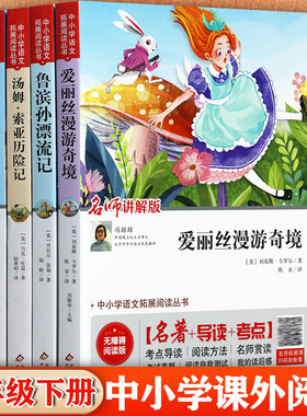 北教小雨爱丽丝梦游奇境鲁滨孙漂流记汤姆索利亚险记骑鹅旅行记快乐读书吧六年级下册名著导读考点名师讲解版课本里的经典阅读故事