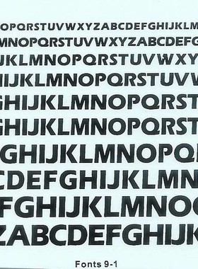 （ 黑白色可选） 水贴纸 fonts 9-1 多种比例英文字