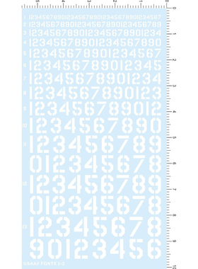 FONTS 2-2 美军 数字 USSAAF 模型水贴纸 黑白可选
