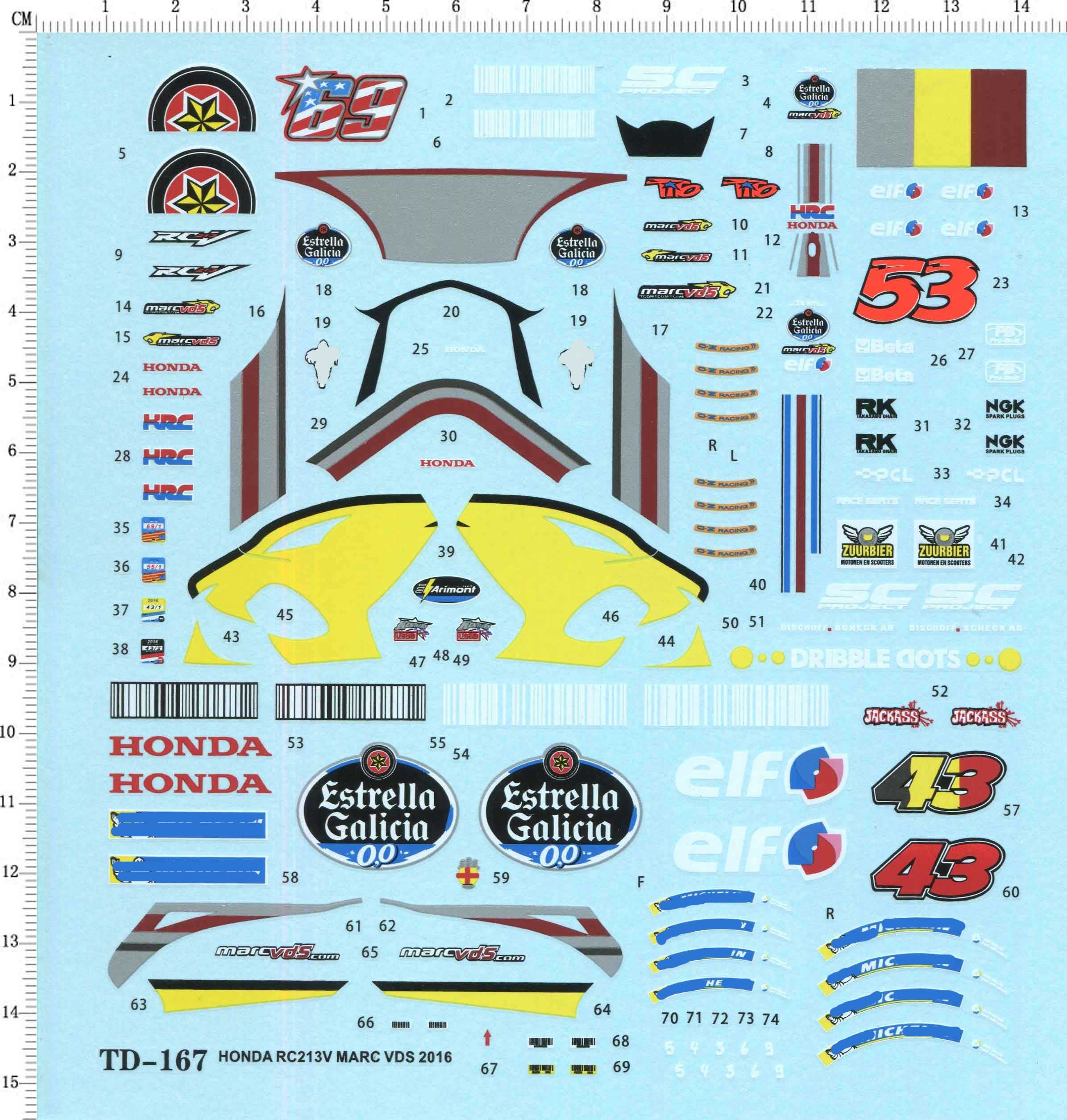 摩托模型水贴纸配田宫