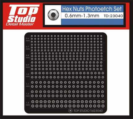 Top Studio TD23040 0.6 -1.3mm 六角 螺母 模型改造蚀刻片