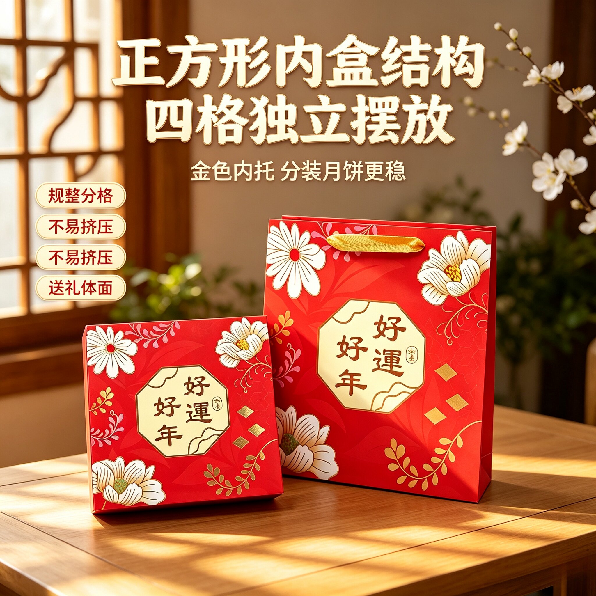 经典款式月饼盒月饼包装盒2026中秋月饼盒中式月饼盒国潮风月饼盒