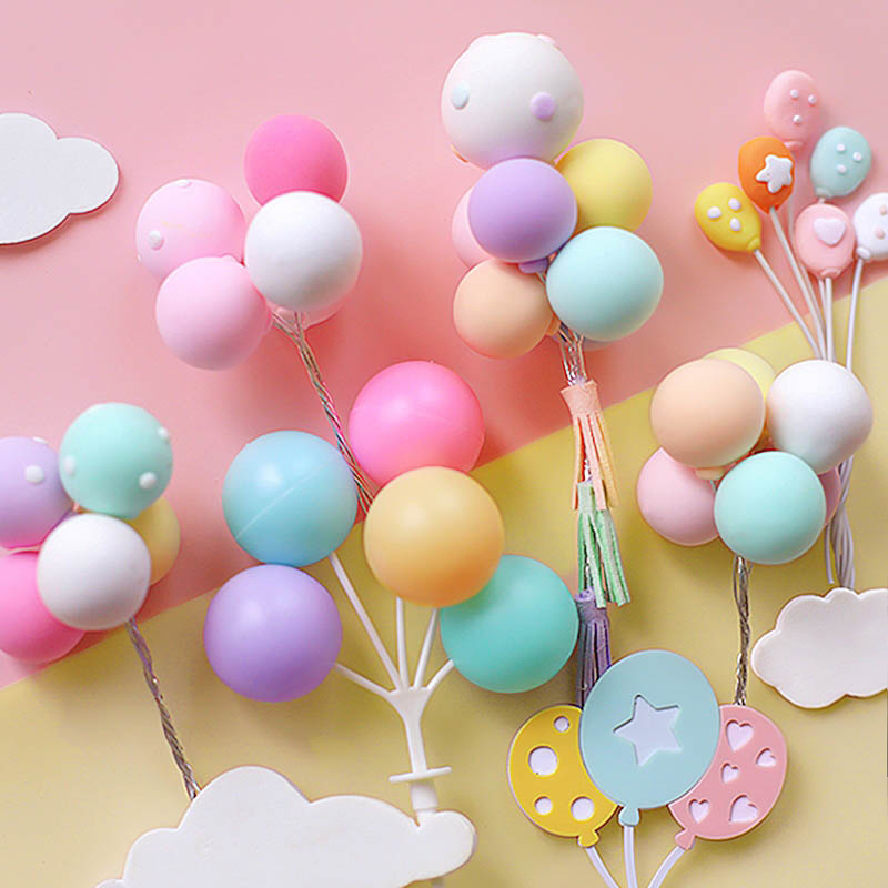 烘焙气球串马卡龙彩色蛋糕装饰