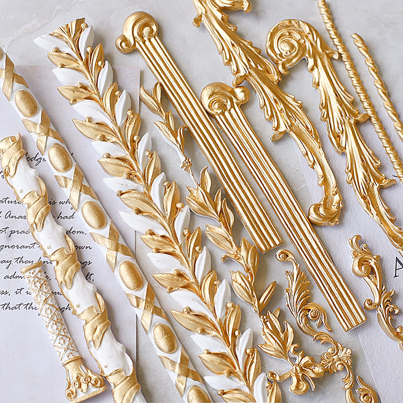 花朵浮雕长条围边罗马柱硅胶模具