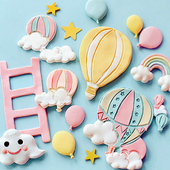 烘焙硅胶模具 饰 ins网红彩虹云朵热气球翻糖干佩斯巧克力模蛋糕装