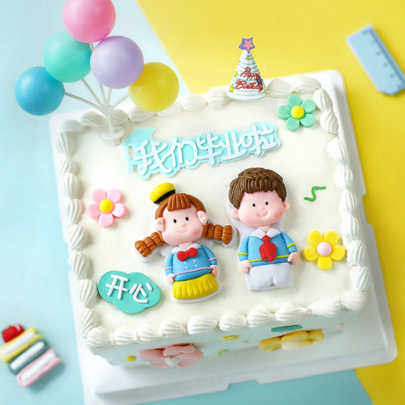 学生毕业季领巾小男孩小女孩