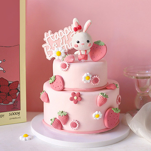 可爱呆萌背带裤小兔清新雏菊