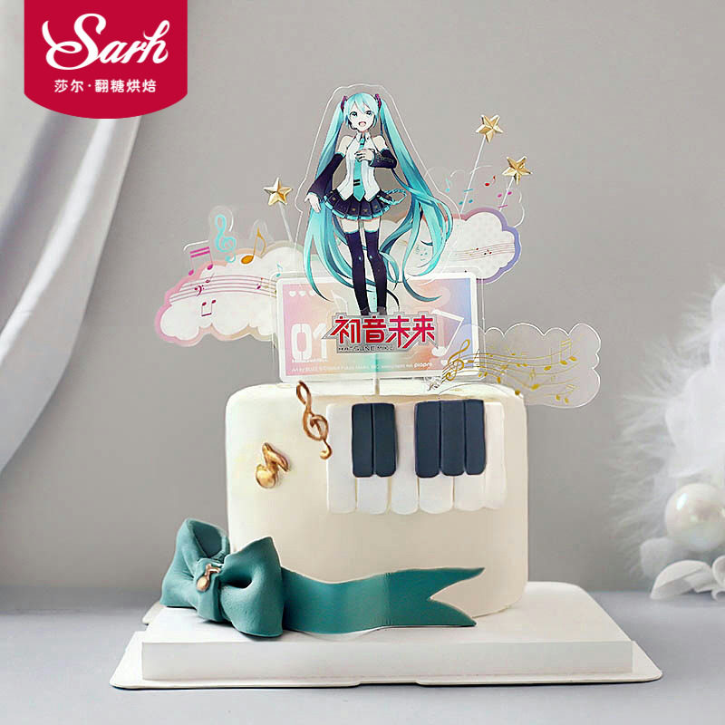 初音未来 烘焙蛋糕装饰动漫初音未来二次元美少女音符蛋糕插牌甜品台装扮 图片价格品牌报价 原仓数据
