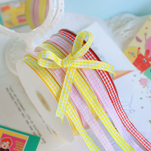烘焙蛋糕包装 DIY装饰红粉黄格子丝带礼品织带派对礼盒装扮