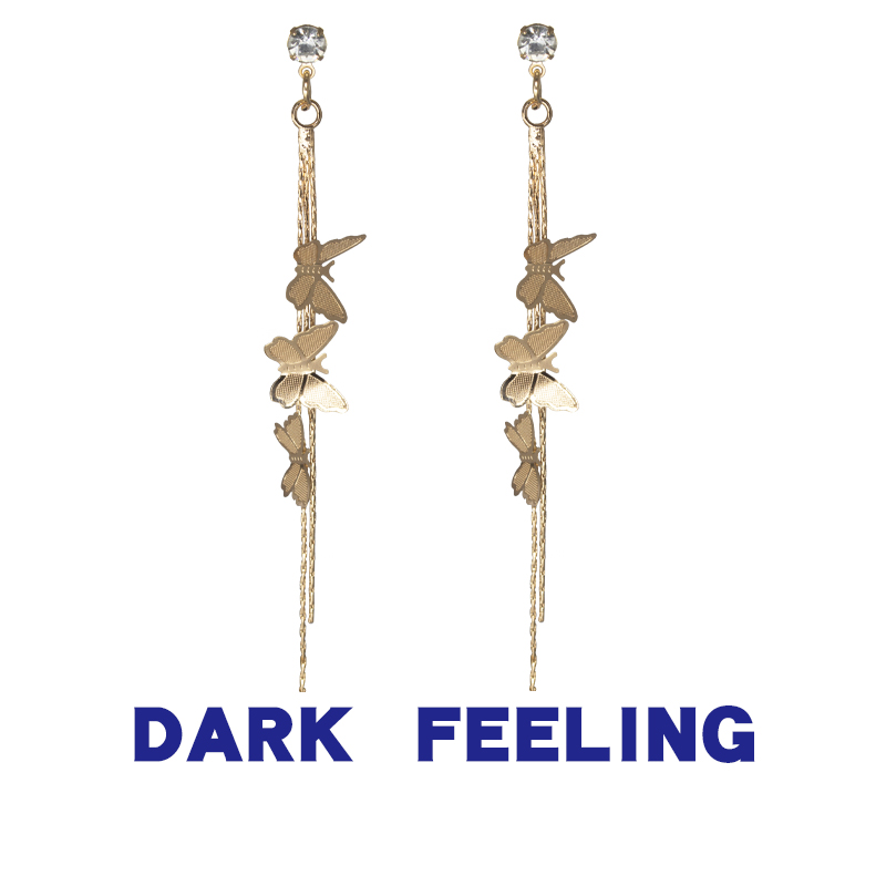 饰品蝴蝶显脸瘦复古金属流苏耳环