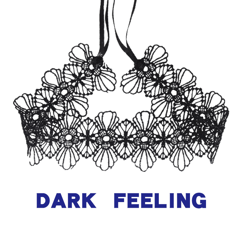 系带项圈韩国气质蕾丝短款项链颈带假领子黑白两色不含金属防过敏