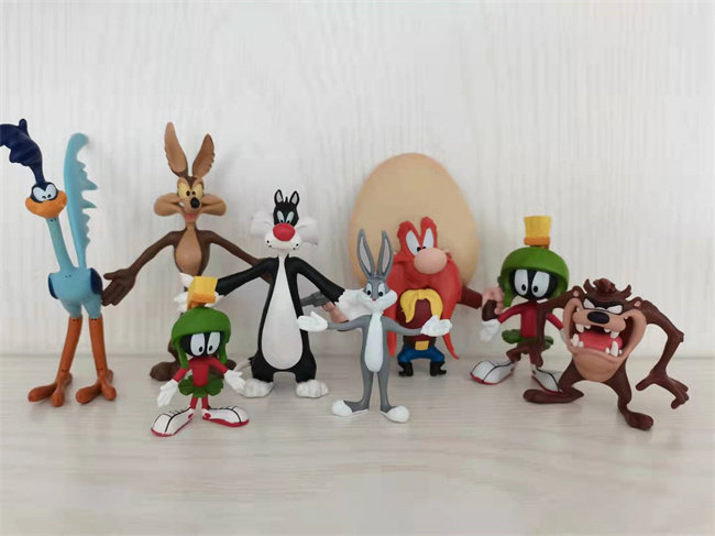 中古物华纳怀旧动画系列 兔八哥傻大猫bb鸟马文 可动铁线公仔摆件