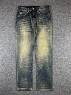 25年新款 Straight Fit 水洗做旧油漆男直筒牛仔裤