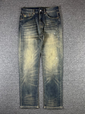 25年新款 Straight Fit 水洗做旧油漆男直筒牛仔裤