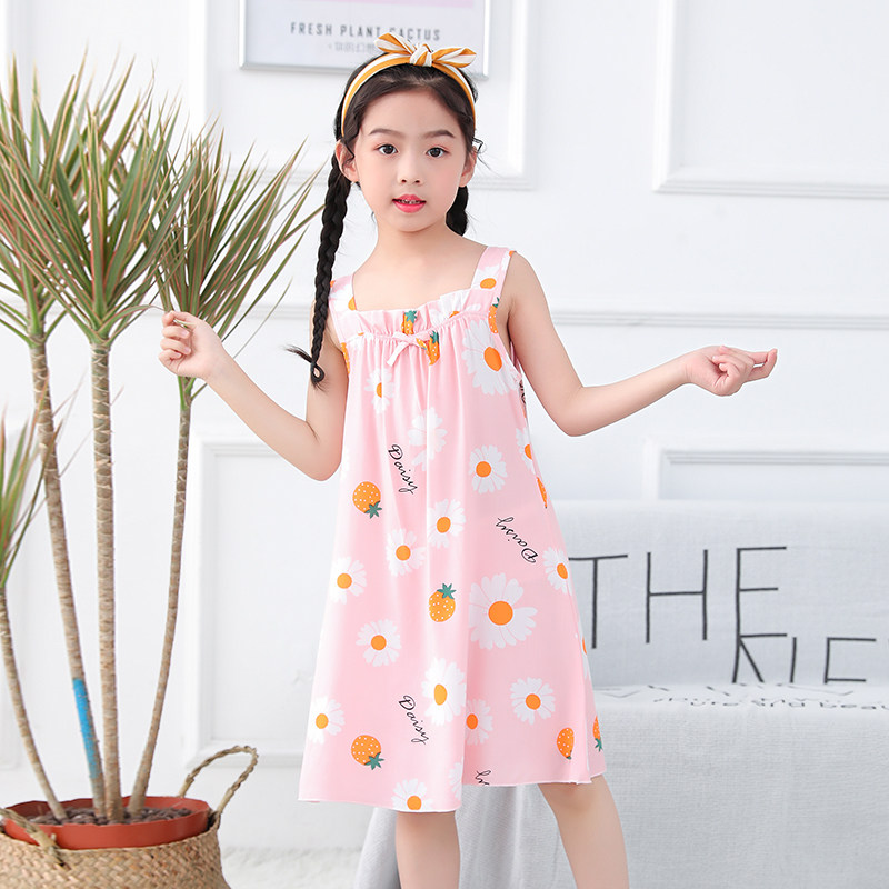 女童睡裙夏季裙子亲子绵绸吊带裙卡通宝宝家居服女孩公主睡衣薄款|ruв категории Детская одежда, детей дома, одежду, домашнего юбка/платье - от Buy2taobao.com для оказания профессиональной услуги покупки агента Taobao