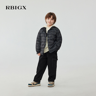 RBIGX瑞比克童装冬季新款复古潮流百搭宽松大口袋男童工装牛仔裤