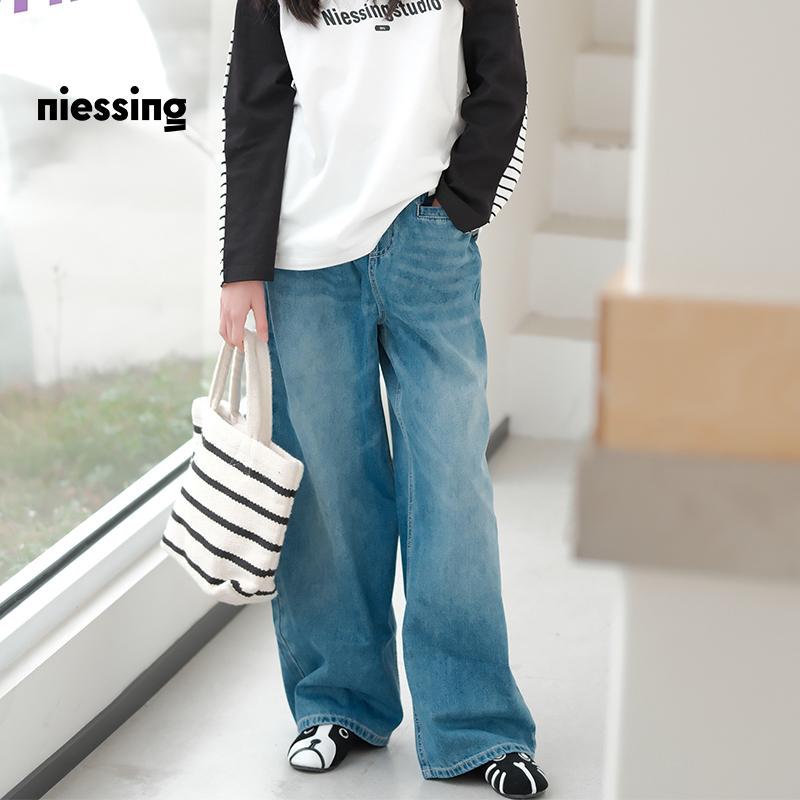 尼辛纯棉水洗复古大码牛仔裤