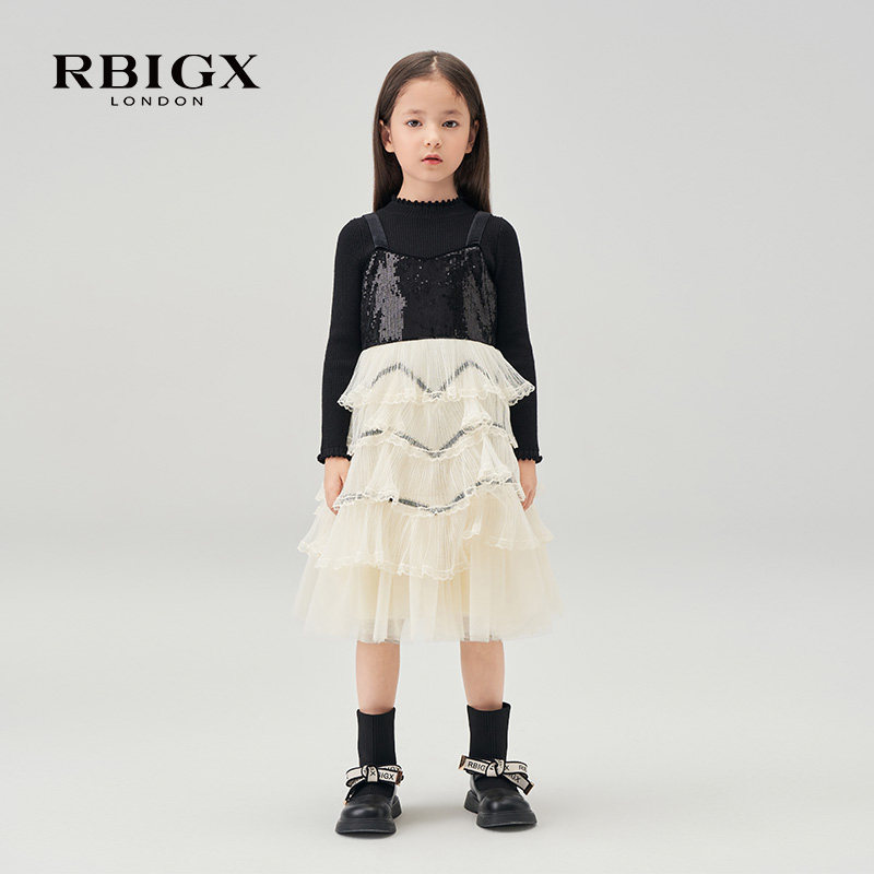 RBIGX/瑞比克丝绒蓬松连衣裙