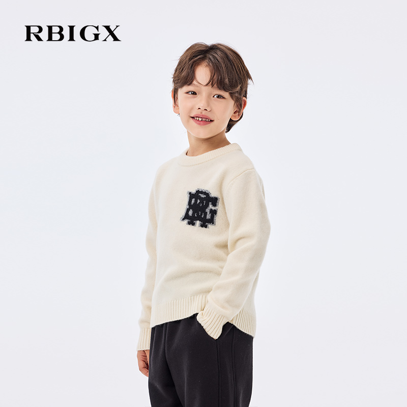 瑞比克纯羊毛字母刺绣毛衣