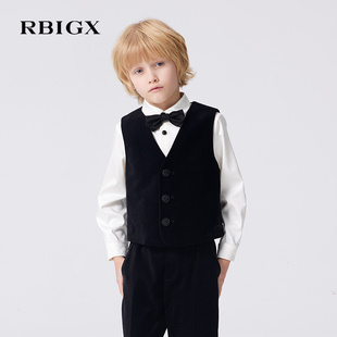 RBIGX瑞比克童装秋季新款英伦风复古优雅丝绒纯棉男童西服马甲