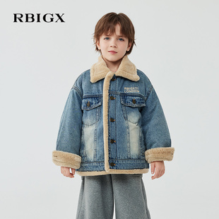 RBIGX瑞比克童装2025冬季新款休闲百搭宽松加绒加厚男童牛仔外套