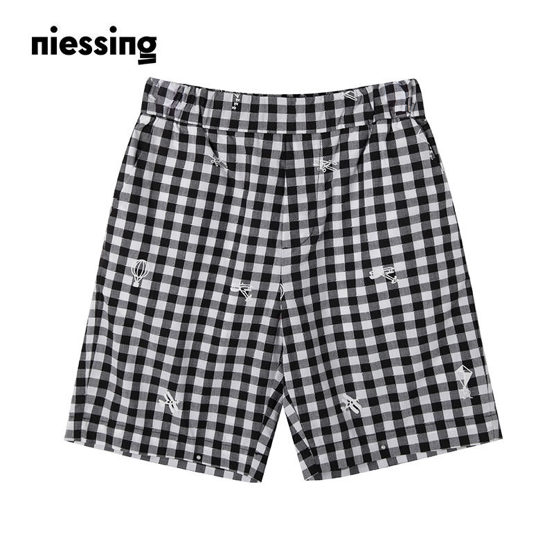 【清仓】NIESSING尼辛童装春季新款黑白格纹直筒休闲中裤男童短裤,童装/婴儿装/亲子装,裤子,淘宝优惠券,粉丝福利购,淘宝优惠卷