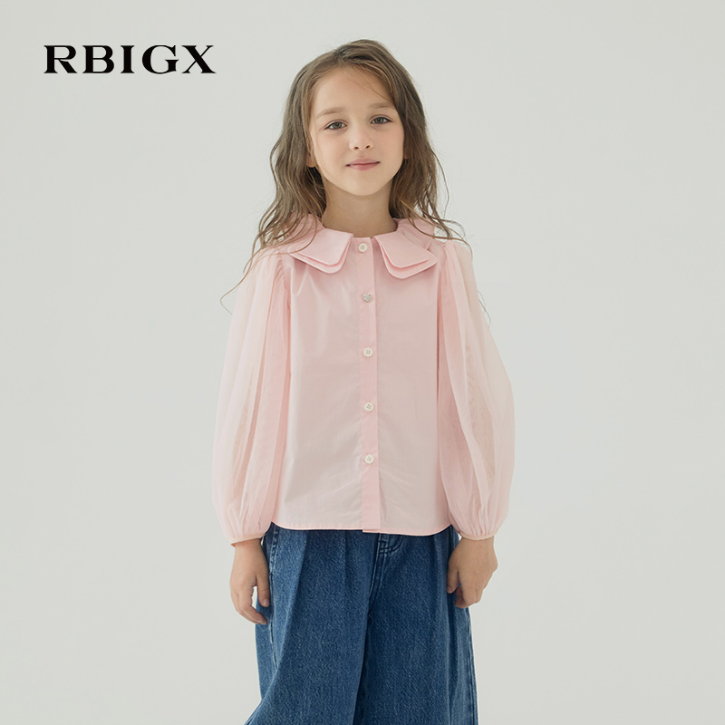 瑞比克纯棉甜美泡泡袖长袖衬衫