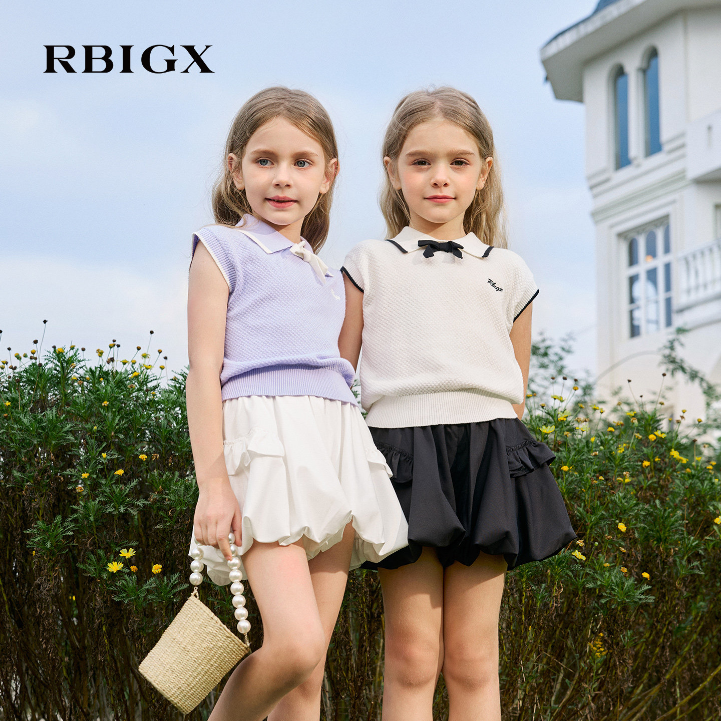 RBIGX瑞比克童装夏季新款学院风无袖针织背心女童撞色运动上衣