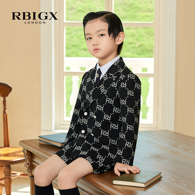 【清仓】RBIGX瑞比克童装春季新款英伦字母印花西服外套男童礼服