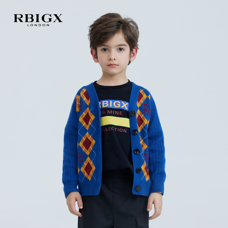 RBIGX/瑞比克菱形格针织开衫