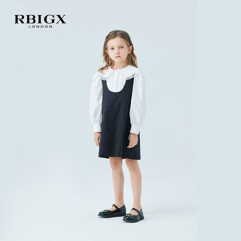 RBIGX瑞比克童装春季新款女童吊带裙淑女休闲背带蝴蝶结连衣裙