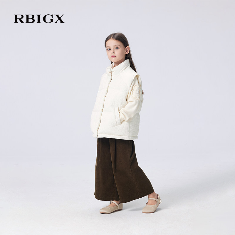 RBIGX瑞比克童装冬季新款小香风百搭宽松女童羽绒马甲背心外套