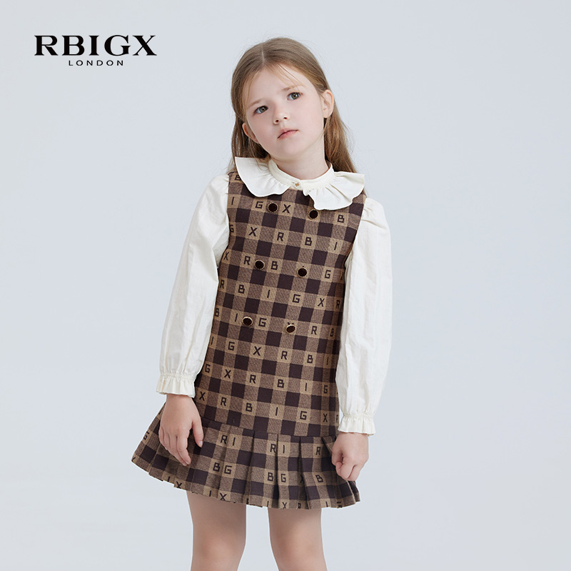 RBIGX/瑞比克格纹轻奢连衣裙