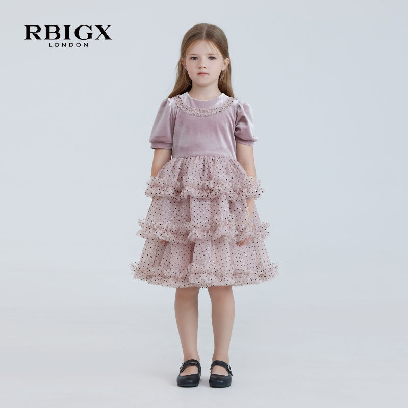 RBIGX/瑞比克泡泡网纱公主连衣裙