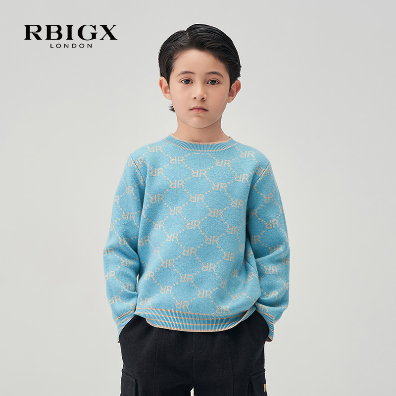 RBIGX/瑞比克格纹羊毛针织衫