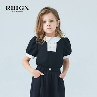 夏季 英伦学院风淑女潮流女童小衫 新款 RBIGX瑞比克童装 短袖 T恤上衣