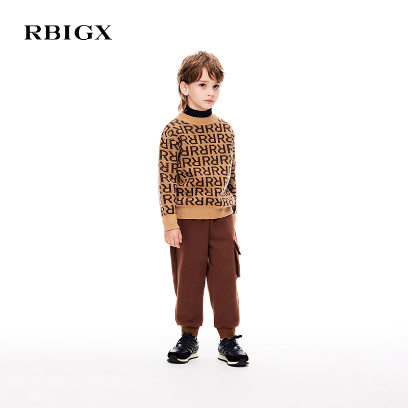 瑞比克R字提花设计羊毛针织衫