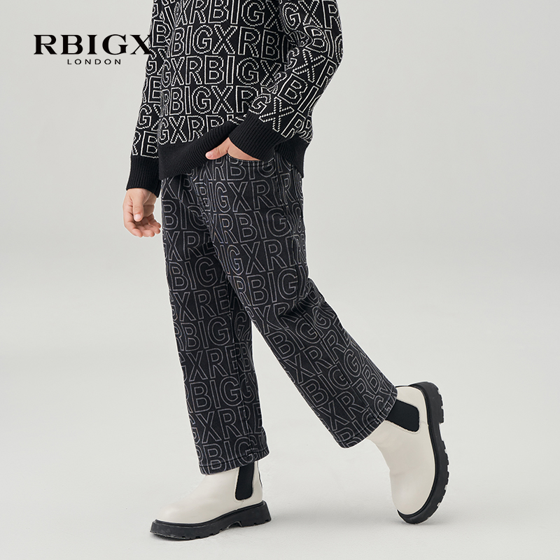 RBIGX直筒设计感印花牛仔裤
